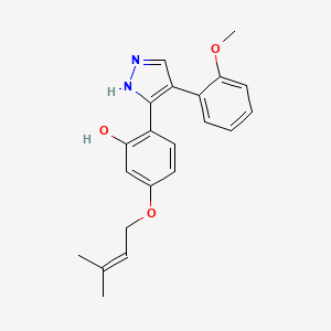 molecular formula C21H22N2O3 B2693722 2-(4-(2-methoxyphenyl)-1H-pyrazol-3-yl)-5-((3-methylbut-2-en-1-yl)oxy)phenol CAS No. 1010869-21-2