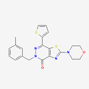 molecular formula C21H20N4O2S2 B2693723 5-(3-甲基苄基)-2-吗啉-7-(噻吩-2-基)噻唑并[4,5-d]嘧啶-4(5H)-酮 CAS No. 1021078-32-9