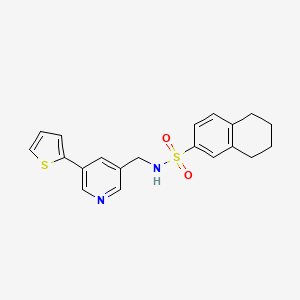 molecular formula C20H20N2O2S2 B2693724 N-((5-(thiophen-2-yl)pyridin-3-yl)methyl)-5,6,7,8-tetrahydronaphthalene-2-sulfonamide CAS No. 2034487-59-5