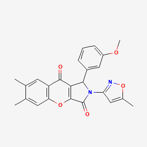 molecular formula C24H20N2O5 B2693736 1-(3-Methoxyphenyl)-6,7-dimethyl-2-(5-methylisoxazol-3-yl)-1,2-dihydrochromeno[2,3-c]pyrrole-3,9-dione CAS No. 874395-85-4