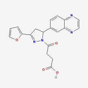 molecular formula C19H16N4O4 B2693737 4-(3-(furan-2-yl)-5-(quinoxalin-6-yl)-4,5-dihydro-1H-pyrazol-1-yl)-4-oxobutanoic acid CAS No. 946310-01-6