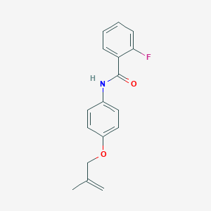 molecular formula C17H16FNO2 B269374 2-fluoro-N-{4-[(2-methylprop-2-en-1-yl)oxy]phenyl}benzamide 