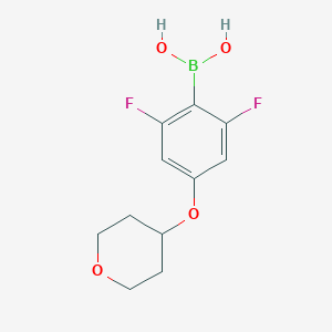 molecular formula C11H13BF2O4 B2693745 [2,6-Difluoro-4-(oxan-4-yloxy)phenyl]boronic acid CAS No. 2377608-93-8