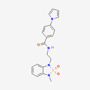 molecular formula C20H20N4O3S B2693747 N-(2-(3-methyl-2,2-dioxidobenzo[c][1,2,5]thiadiazol-1(3H)-yl)ethyl)-4-(1H-pyrrol-1-yl)benzamide CAS No. 2034487-75-5