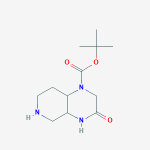 molecular formula C12H21N3O3 B2693753 Tert-butyl 3-oxo-decahydropyrido[3,4-b]piperazine-1-carboxylate CAS No. 1258639-26-7