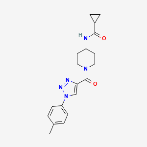molecular formula C19H23N5O2 B2693756 N-(1-(1-(p-tolyl)-1H-1,2,3-triazole-4-carbonyl)piperidin-4-yl)cyclopropanecarboxamide CAS No. 1251556-36-1