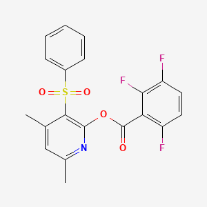 molecular formula C20H14F3NO4S B2693757 4,6-Dimethyl-3-(phenylsulfonyl)-2-pyridinyl 2,3,6-trifluorobenzenecarboxylate CAS No. 338953-81-4