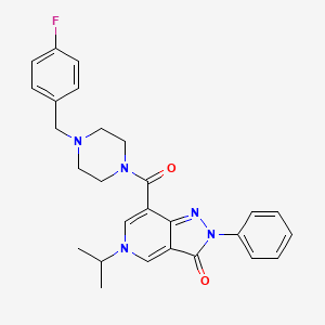 molecular formula C27H28FN5O2 B2693760 7-(4-(4-氟苄基)哌嗪-1-甲酰)-5-异丙基-2-苯基-2H-吡唑并[4,3-c]吡啶-3(5H)-酮 CAS No. 1105217-37-5