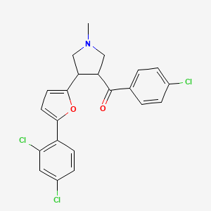 molecular formula C22H18Cl3NO2 B2693762 (4-chlorophenyl){4-[5-(2,4-dichlorophenyl)-2-furyl]-1-methyltetrahydro-1H-pyrrol-3-yl}methanone CAS No. 478050-11-2