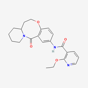 molecular formula C22H25N3O4 B2693772 2-乙氧基-N-(6-氧代-2,3,4,12,13,13a-六氢-1H-吡啶并[2,1-d][1,5]苯并噁唑啉-8-基)吡啶-3-甲酰胺 CAS No. 1448035-29-7