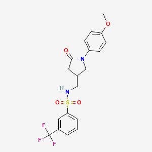molecular formula C19H19F3N2O4S B2693781 N-((1-(4-methoxyphenyl)-5-oxopyrrolidin-3-yl)methyl)-3-(trifluoromethyl)benzenesulfonamide CAS No. 954604-90-1