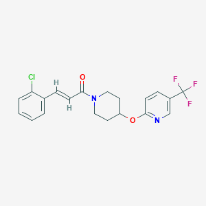 molecular formula C20H18ClF3N2O2 B2693789 (E)-3-(2-chlorophenyl)-1-(4-((5-(trifluoromethyl)pyridin-2-yl)oxy)piperidin-1-yl)prop-2-en-1-one CAS No. 1421587-29-2