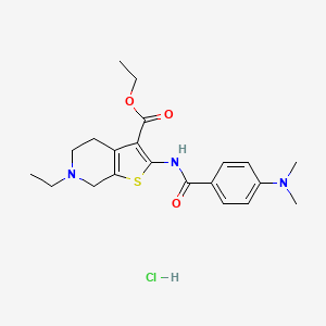 molecular formula C21H28ClN3O3S B2693794 Ethyl 2-(4-(dimethylamino)benzamido)-6-ethyl-4,5,6,7-tetrahydrothieno[2,3-c]pyridine-3-carboxylate hydrochloride CAS No. 1215605-83-6