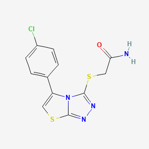 molecular formula C12H9ClN4OS2 B2693808 2-[5-(4-Chloro-phenyl)-thiazolo[2,3-c][1,2,4]triazol-3-ylsulfanyl]-acetamide CAS No. 690960-11-3
