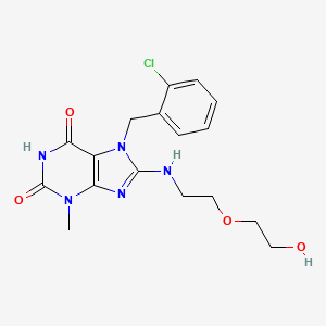 molecular formula C17H20ClN5O4 B2693813 7-(2-chlorobenzyl)-8-((2-(2-hydroxyethoxy)ethyl)amino)-3-methyl-1H-purine-2,6(3H,7H)-dione CAS No. 476482-09-4