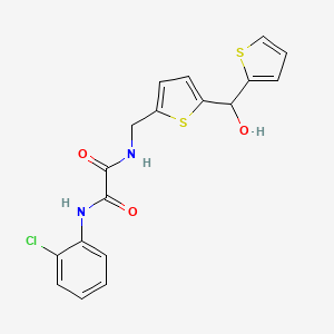 molecular formula C18H15ClN2O3S2 B2693816 N1-(2-氯苯基)-N2-((5-(羟基(噻吩-2-基)甲基)噻吩-2-基)甲基)草酰胺 CAS No. 1421494-59-8