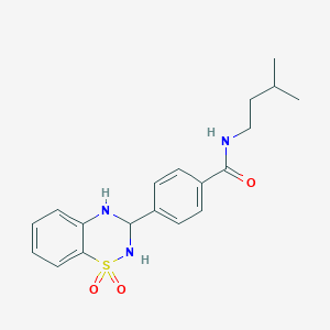 molecular formula C19H23N3O3S B2693829 4-(1,1-dioxido-3,4-dihydro-2H-benzo[e][1,2,4]thiadiazin-3-yl)-N-isopentylbenzamide CAS No. 1021221-22-6