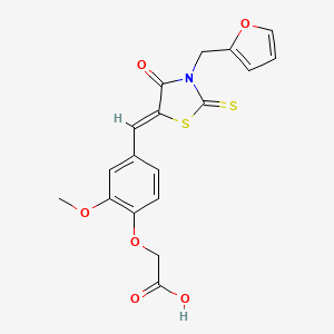 (Z)-2-(4-((3-(furan-2-ylmethyl)-4-oxo-2-thioxothiazolidin-5-ylidene)methyl)-2-methoxyphenoxy)acetic acid