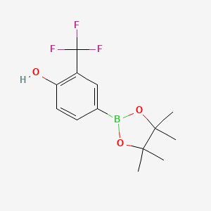 molecular formula C13H16BF3O3 B2693849 4-(4,4,5,5-Tetramethyl-1,3,2-dioxaborolan-2-YL)-2-(trifluoromethyl)phenol CAS No. 1243143-45-4