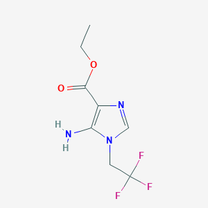 molecular formula C8H10F3N3O2 B2693866 乙酸 5-氨基-1-(2,2,2-三氟乙基)咪唑并[1,2,4]三唑-4-羧酯 CAS No. 915030-04-5