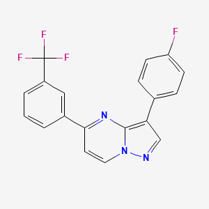 molecular formula C19H11F4N3 B2693872 3-(4-Fluorophenyl)-5-[3-(trifluoromethyl)phenyl]pyrazolo[1,5-a]pyrimidine CAS No. 866019-48-9