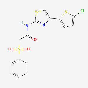 molecular formula C15H11ClN2O3S3 B2693879 2-(benzenesulfonyl)-N-[4-(5-chlorothiophen-2-yl)-1,3-thiazol-2-yl]acetamide CAS No. 895456-11-8