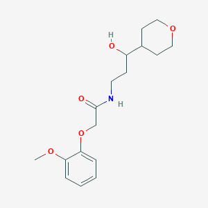 N-(3-hydroxy-3-(tetrahydro-2H-pyran-4-yl)propyl)-2-(2-methoxyphenoxy)acetamide