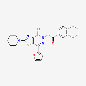 molecular formula C26H26N4O3S B2693914 7-(呋喃-2-基)-5-(2-氧代-2-(5,6,7,8-四氢萘-2-基)乙基)-2-(哌啶-1-基)噻唑并[4,5-d]吡啶-4(5H)-酮 CAS No. 1203338-33-3