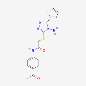 molecular formula C16H15N5O2S2 B2693930 N-(4-acetylphenyl)-2-{[4-amino-5-(thiophen-2-yl)-4H-1,2,4-triazol-3-yl]sulfanyl}acetamide CAS No. 886927-38-4