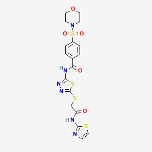 molecular formula C18H18N6O5S4 B2693932 4-(morpholinosulfonyl)-N-(5-((2-oxo-2-(thiazol-2-ylamino)ethyl)thio)-1,3,4-thiadiazol-2-yl)benzamide CAS No. 389073-68-1