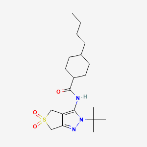 4-butyl-N-(2-(tert-butyl)-5,5-dioxido-4,6-dihydro-2H-thieno[3,4-c]pyrazol-3-yl)cyclohexanecarboxamide