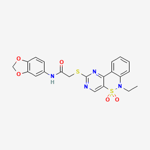 N-1,3-benzodioxol-5-yl-2-[(6-ethyl-5,5-dioxido-6H-pyrimido[5,4-c][2,1]benzothiazin-2-yl)thio]acetamide