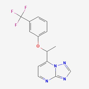 molecular formula C14H11F3N4O B2693952 7-(1-(3-(Trifluoromethyl)phenoxy)ethyl)(1,2,4)triazolo[1,5-a]pyrimidine CAS No. 477865-02-4