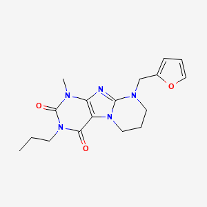 molecular formula C17H21N5O3 B2693953 9-(furan-2-ylmethyl)-1-methyl-3-propyl-7,8-dihydro-6H-purino[7,8-a]pyrimidine-2,4-dione CAS No. 876150-96-8