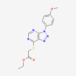 molecular formula C15H15N5O3S B2693965 乙酸-2-((3-(4-甲氧苯基)-3H-[1,2,3]噻唑并[4,5-d]嘧啶-7-基)硫代)酯 CAS No. 863500-90-7