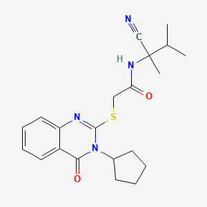 molecular formula C21H26N4O2S B2693967 N-(2-cyano-3-methylbutan-2-yl)-2-(3-cyclopentyl-4-oxoquinazolin-2-yl)sulfanylacetamide CAS No. 877405-57-7