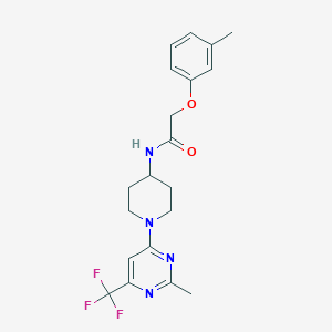 molecular formula C20H23F3N4O2 B2693974 2-(3-methylphenoxy)-N-{1-[2-methyl-6-(trifluoromethyl)-4-pyrimidinyl]-4-piperidyl}acetamide CAS No. 1775558-50-3