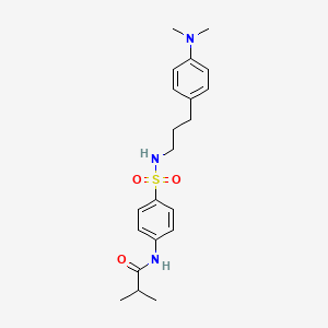 molecular formula C21H29N3O3S B2693976 N-(4-(N-(3-(4-(dimethylamino)phenyl)propyl)sulfamoyl)phenyl)isobutyramide CAS No. 954065-56-6