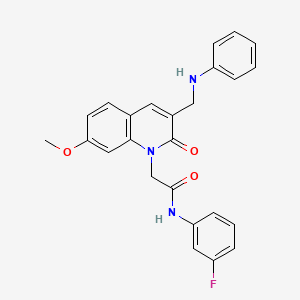 molecular formula C25H22FN3O3 B2693977 2-[3-(anilinomethyl)-7-methoxy-2-oxoquinolin-1(2H)-yl]-N-(3-fluorophenyl)acetamide CAS No. 894548-96-0