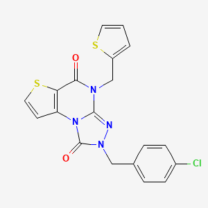 molecular formula C19H13ClN4O2S2 B2693983 2-(4-chlorobenzyl)-4-(thiophen-2-ylmethyl)thieno[2,3-e][1,2,4]triazolo[4,3-a]pyrimidine-1,5(2H,4H)-dione CAS No. 1359325-64-6