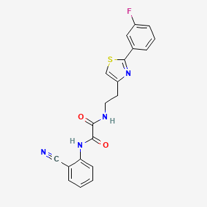 molecular formula C20H15FN4O2S B2693985 N1-(2-cyanophenyl)-N2-(2-(2-(3-fluorophenyl)thiazol-4-yl)ethyl)oxalamide CAS No. 895783-89-8