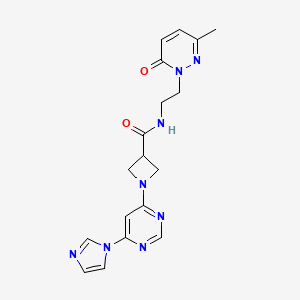 molecular formula C18H20N8O2 B2693986 1-(6-(1H-imidazol-1-yl)pyrimidin-4-yl)-N-(2-(3-methyl-6-oxopyridazin-1(6H)-yl)ethyl)azetidine-3-carboxamide CAS No. 2034230-46-9