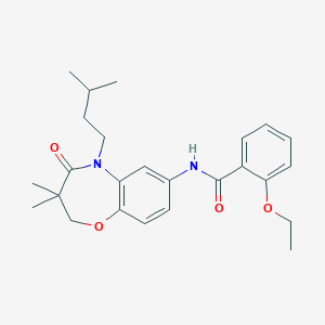 molecular formula C25H32N2O4 B2693990 2-乙氧基-N-(5-异戊基-3,3-二甲基-4-氧代-2,3,4,5-四氢苯并[b][1,4]噁烯-7-基)苯甲酰胺 CAS No. 921843-05-2