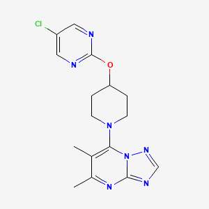 molecular formula C16H18ClN7O B2693992 7-[4-(5-Chloropyrimidin-2-yl)oxypiperidin-1-yl]-5,6-dimethyl-[1,2,4]triazolo[1,5-a]pyrimidine CAS No. 2415532-82-8