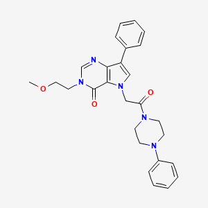 molecular formula C27H29N5O3 B2693999 3-(2-methoxyethyl)-5-[2-oxo-2-(4-phenylpiperazin-1-yl)ethyl]-7-phenyl-3,5-dihydro-4H-pyrrolo[3,2-d]pyrimidin-4-one CAS No. 1251638-67-1