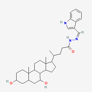 molecular formula C33H47N3O3 B2694036 (Z)-N'-((1H-indol-3-yl)methylene)-4-(3,7-dihydroxy-10,13-dimethylhexadecahydro-1H-cyclopenta[a]phenanthren-17-yl)pentanehydrazide CAS No. 1092814-01-1
