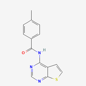 molecular formula C14H11N3OS B2694037 4-甲基-N-(噻吩[2,3-d]嘧啶-4-基)苯甲酰胺 CAS No. 1003159-52-1