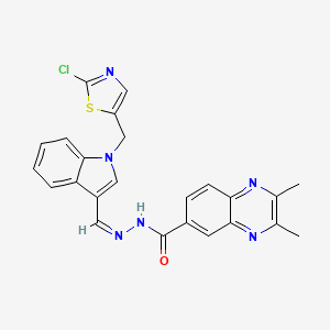 molecular formula C24H19ClN6OS B2694039 N-[(Z)-[1-[(2-氯-1,3-噻唑-5-基)甲基]吲哚-3-基]甲亚氨基]-2,3-二甲基喹喔啉-6-甲酸酰胺 CAS No. 860787-43-5