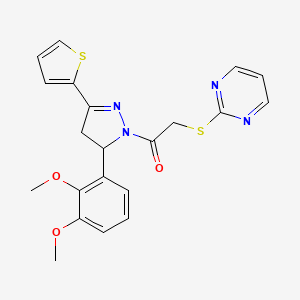 B2694042 1-(5-(2,3-dimethoxyphenyl)-3-(thiophen-2-yl)-4,5-dihydro-1H-pyrazol-1-yl)-2-(pyrimidin-2-ylthio)ethanone CAS No. 403843-55-0