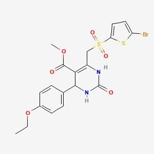 molecular formula C19H19BrN2O6S2 B2694044 Methyl 6-(((5-bromothiophen-2-yl)sulfonyl)methyl)-4-(4-ethoxyphenyl)-2-oxo-1,2,3,4-tetrahydropyrimidine-5-carboxylate CAS No. 892359-28-3